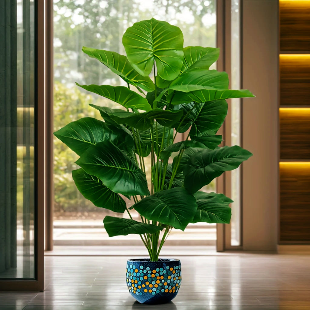 Artificial faux plant with 18 leaves